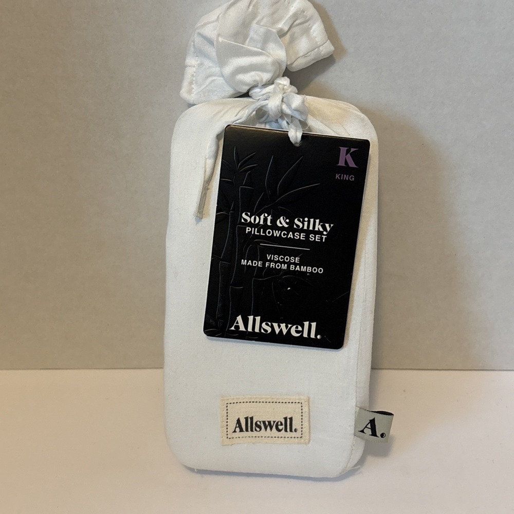 Allswell Bleached Linen Bamboo Viscose Sateen Pillowcases King 2 Pack
